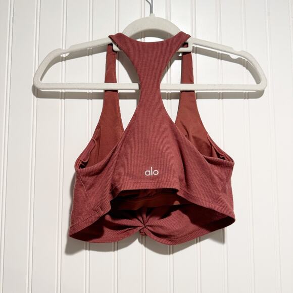 Alo Yoga Rosewood Ribbed Knitted Sports Bra Size Small - Picture 6 of 6
